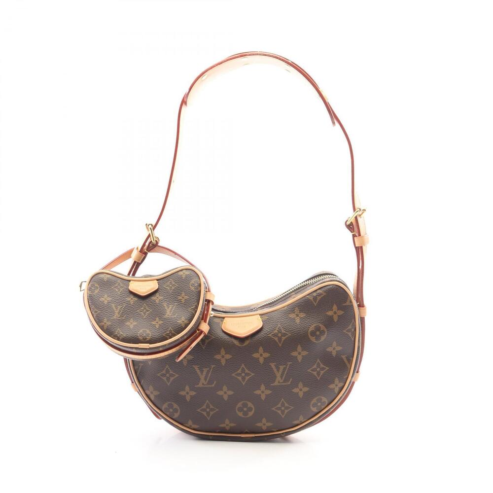 Louis Vuitton Croissant Monogram Canvas Leather Shoulder Bag Brown